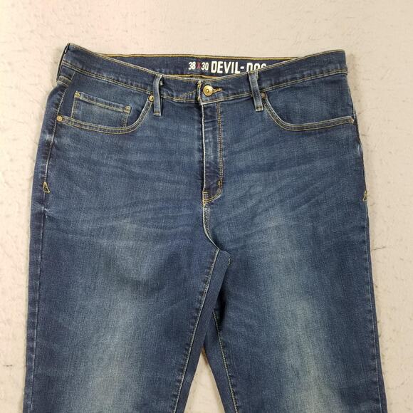 Devil-Dog Dungarees Jeans Mens 38x30 Blue Slim Fit Stretch Denim Five Pocket - Picture 2 of 14